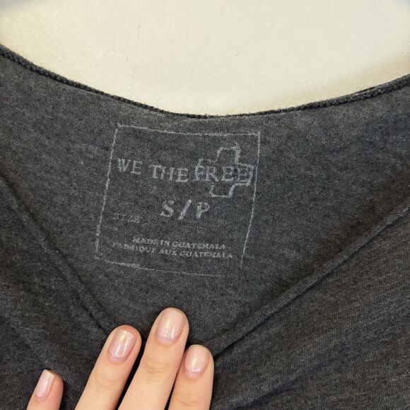 Free People We The Free Coastal Tee Black Small Tie-Dye Boho Oversized - Picture 2 of 6